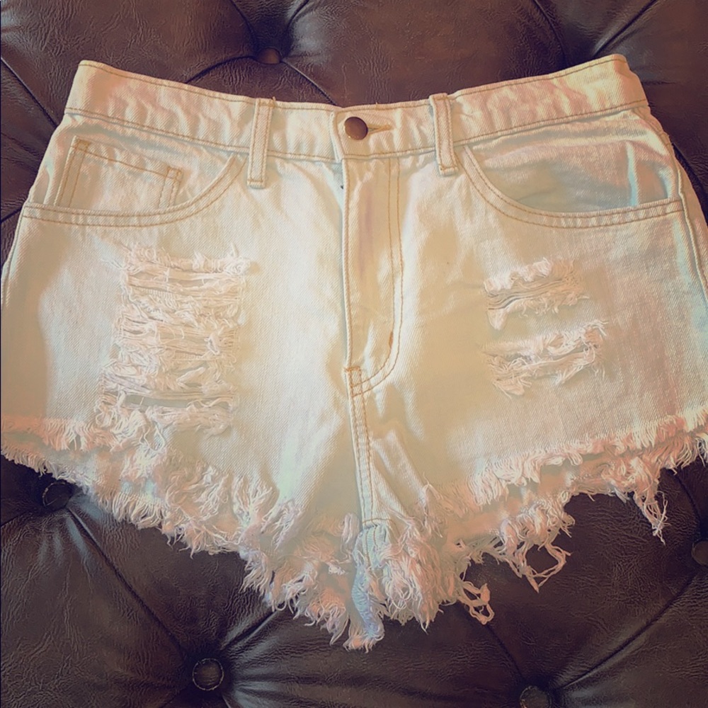 Super Light Wash Distressed Jean Shorts